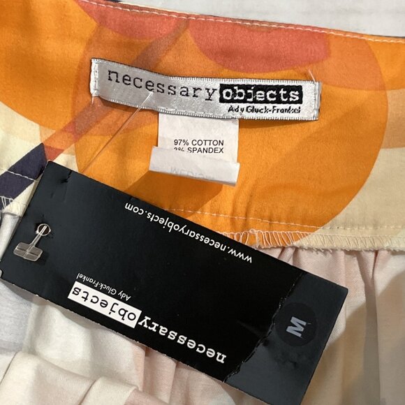 Necessary Object Skirt Womens M Orange Gray Floral Mini Aline Artsy Boho Hippie - Picture 8 of 8